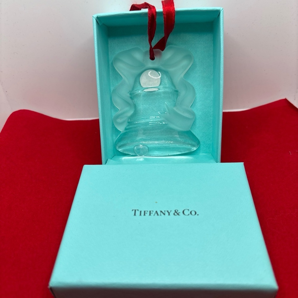 Tiffany & Co. Frosted Crystal Glass Bell Christmas Ornament 1996 Made in Germany